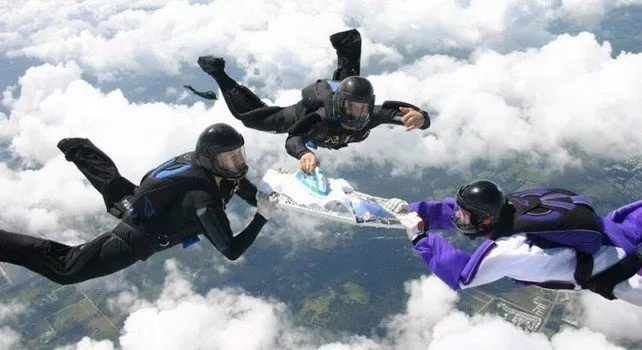 Extreme Ironing while skydiving - Unusual Sports